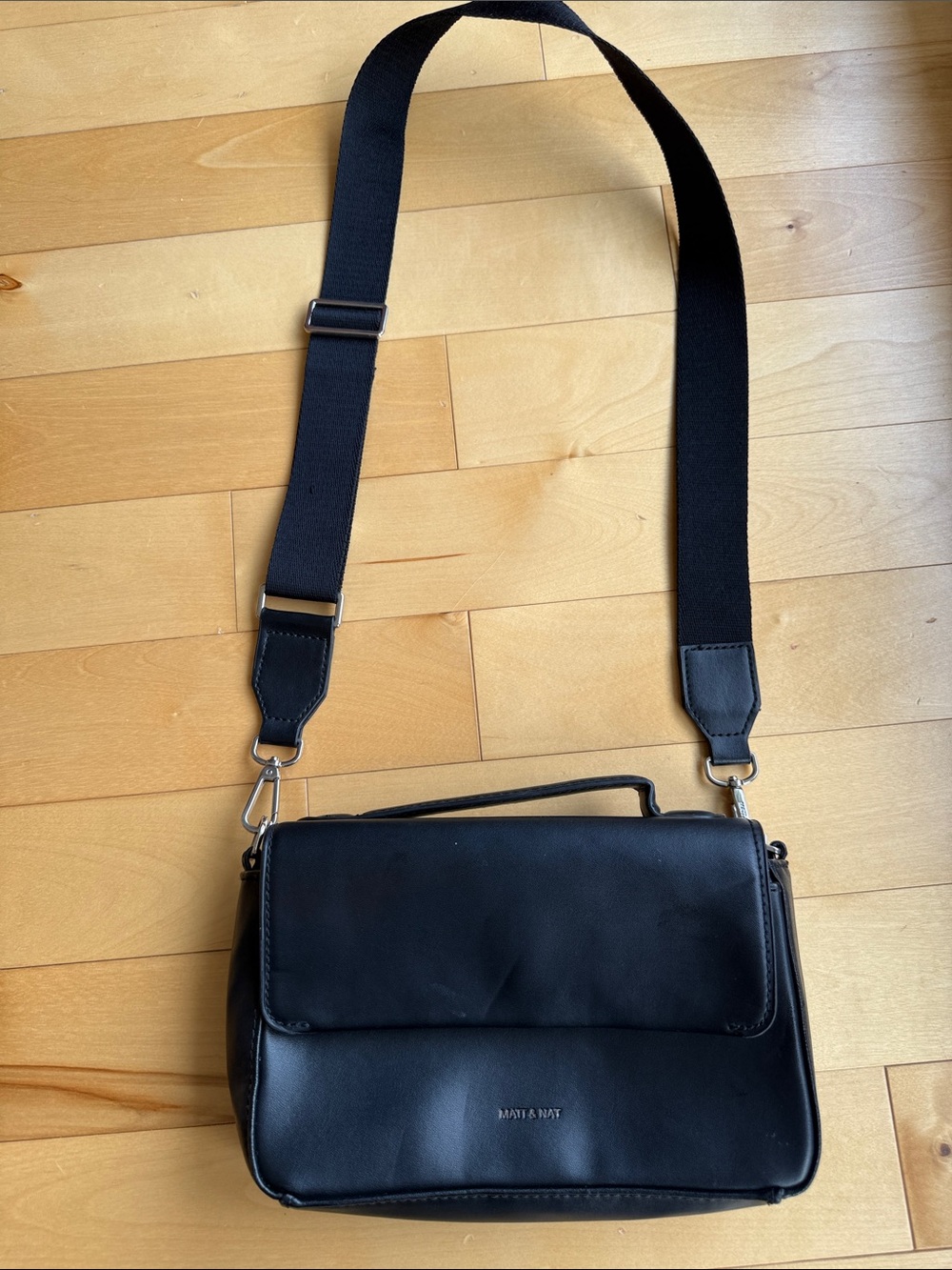 Matt & Nat Black Vegan Leather Crossbody Messenger